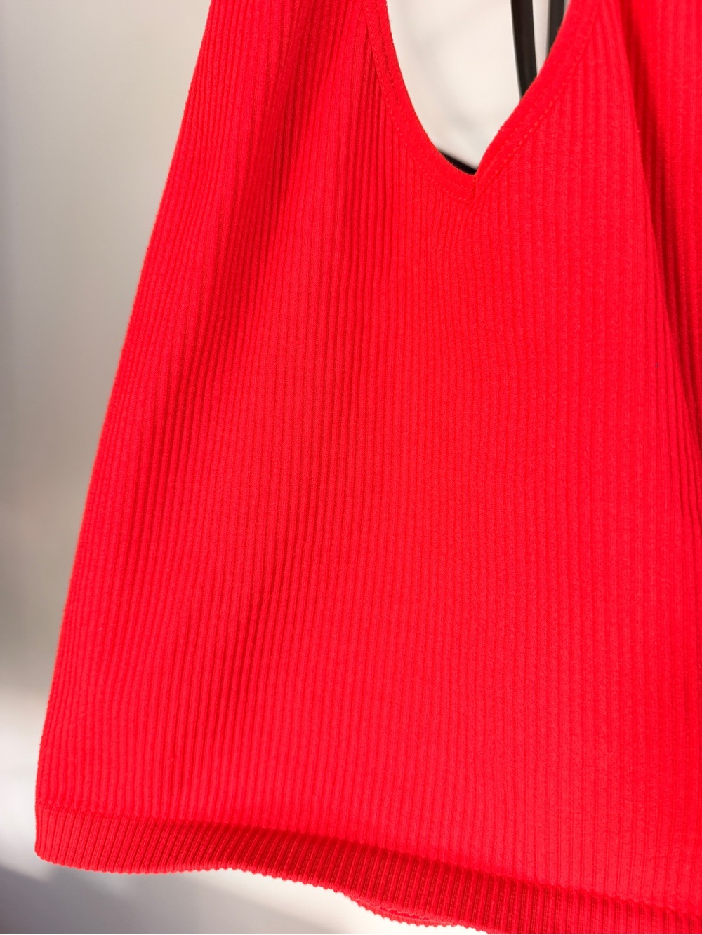 Red Ribbed Halter Tank Top - Picture 5 of 6